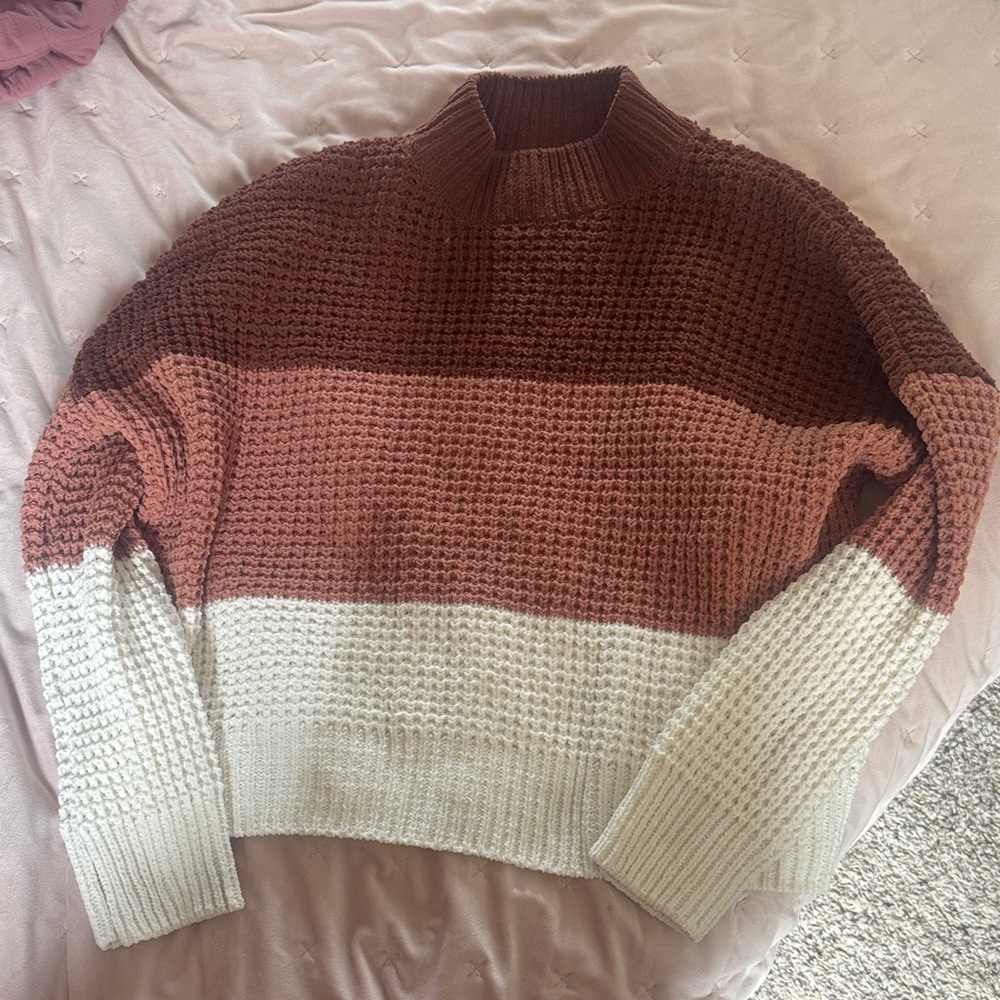 Pink Rose Women's Sweater - Rust and Cream